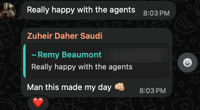 Really happy with the agents