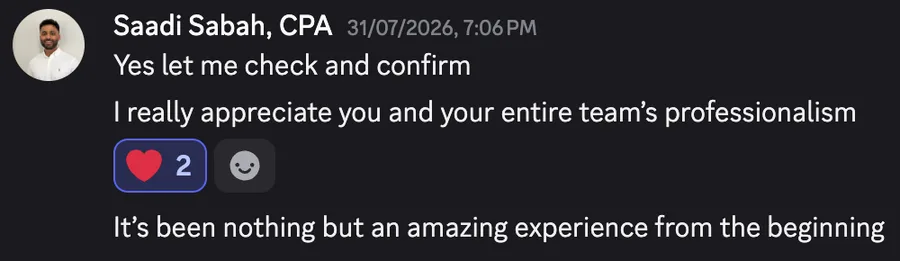 I really appreciate you and your entire team’s professionalism It’s been nothing but an amazing experience from the beginning